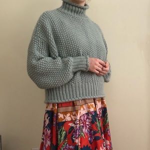 Teal chunky knit turtle neck H&M sweater S